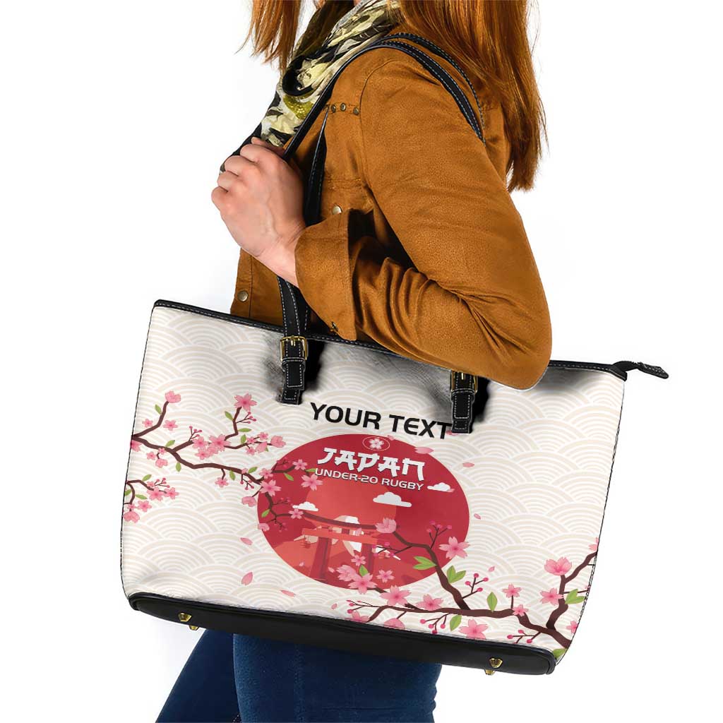 Custom Japan Rugby Leather Tote Bag 2024 Go Champions Cherry Blossoms - Wonder Print Shop