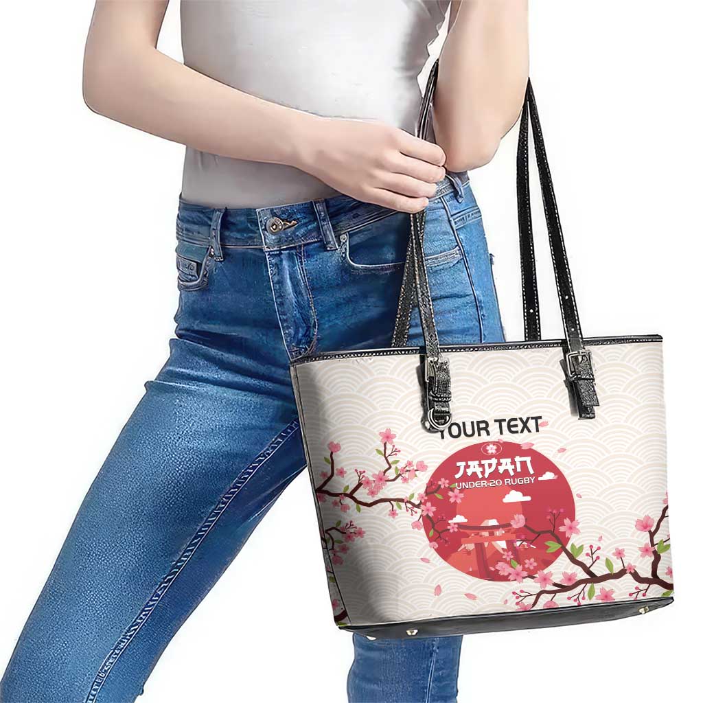 Custom Japan Rugby Leather Tote Bag 2024 Go Champions Cherry Blossoms - Wonder Print Shop
