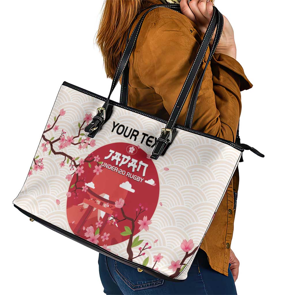 Custom Japan Rugby Leather Tote Bag 2024 Go Champions Cherry Blossoms - Wonder Print Shop
