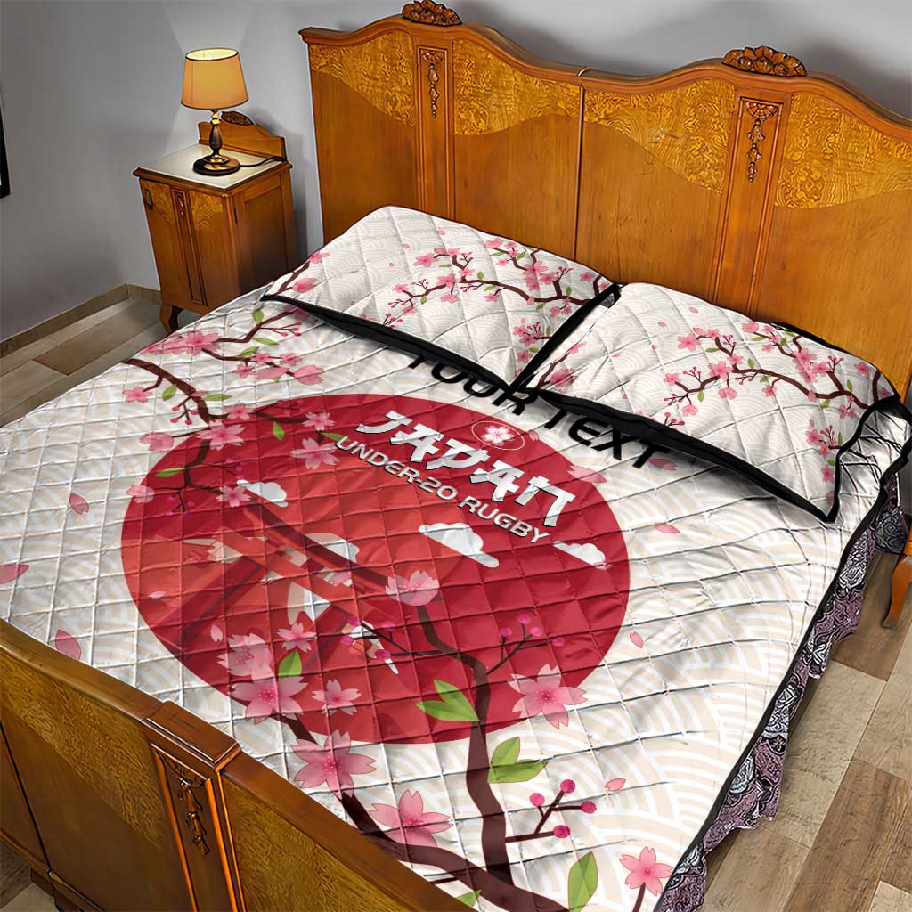 Custom Japan Rugby Quilt Bed Set 2024 Go Champions Cherry Blossoms - Wonder Print Shop