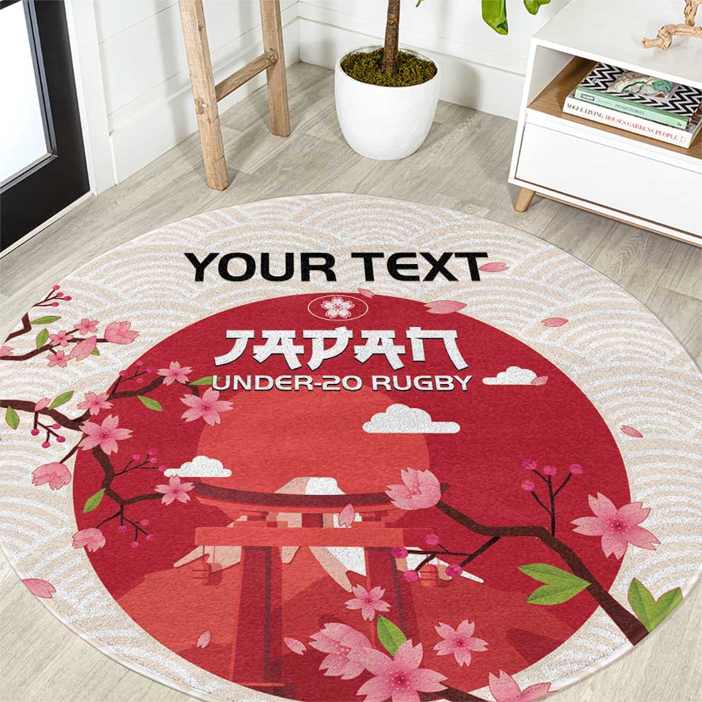 Custom Japan Rugby Round Carpet 2024 Go Champions Cherry Blossoms
