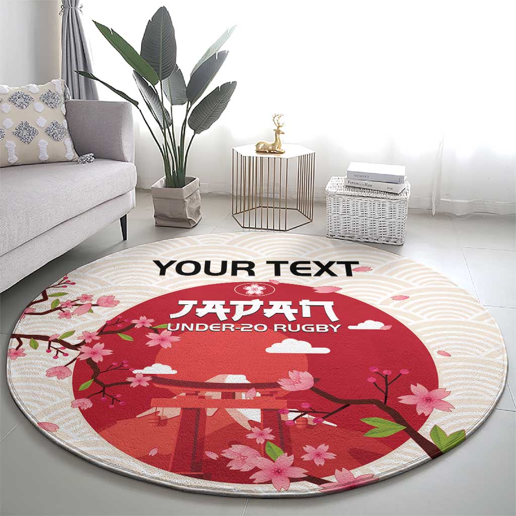 Custom Japan Rugby Round Carpet 2024 Go Champions Cherry Blossoms
