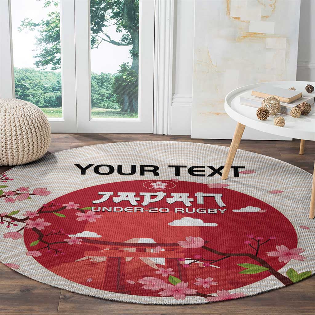 Custom Japan Rugby Round Carpet 2024 Go Champions Cherry Blossoms