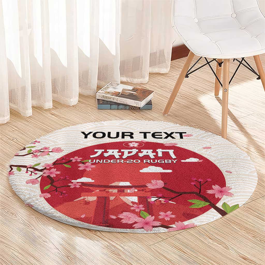Custom Japan Rugby Round Carpet 2024 Go Champions Cherry Blossoms