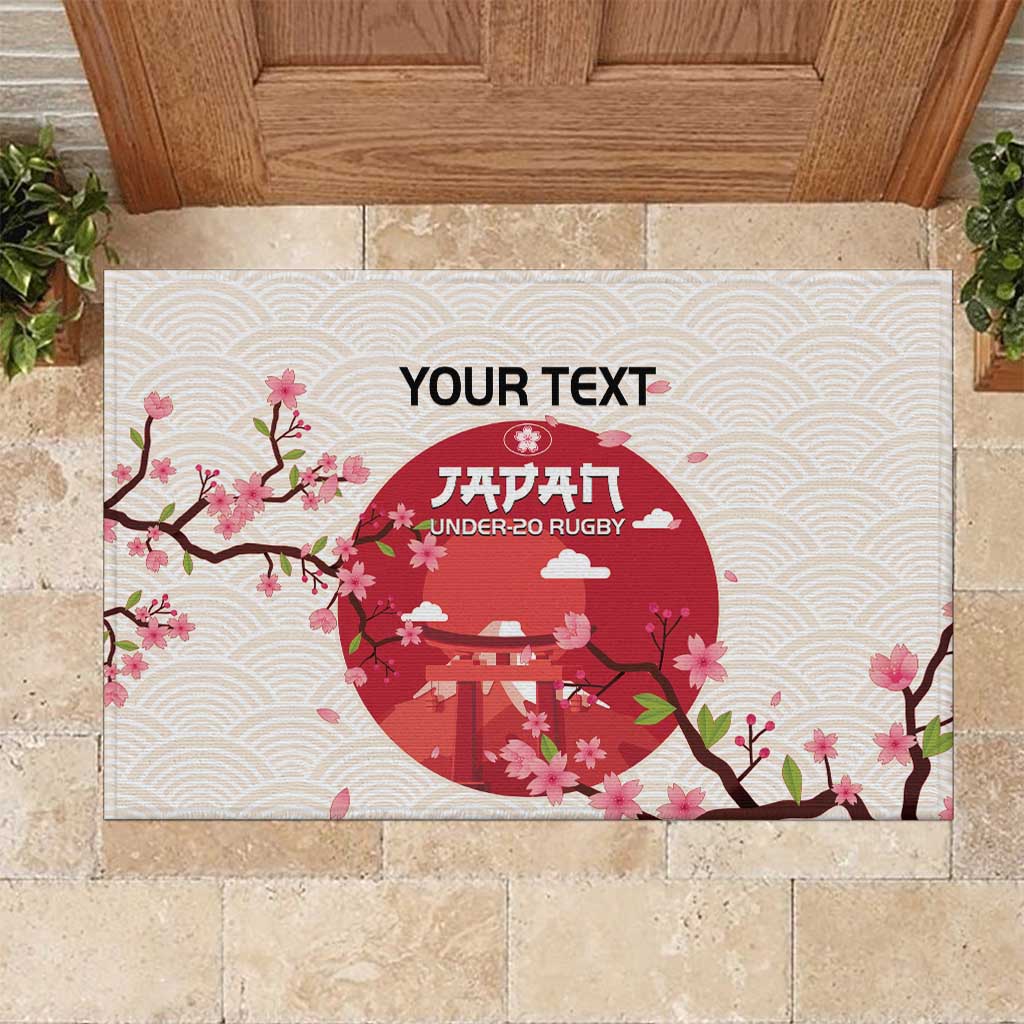 Custom Japan Rugby Rubber Doormat 2024 Go Champions Cherry Blossoms - Wonder Print Shop