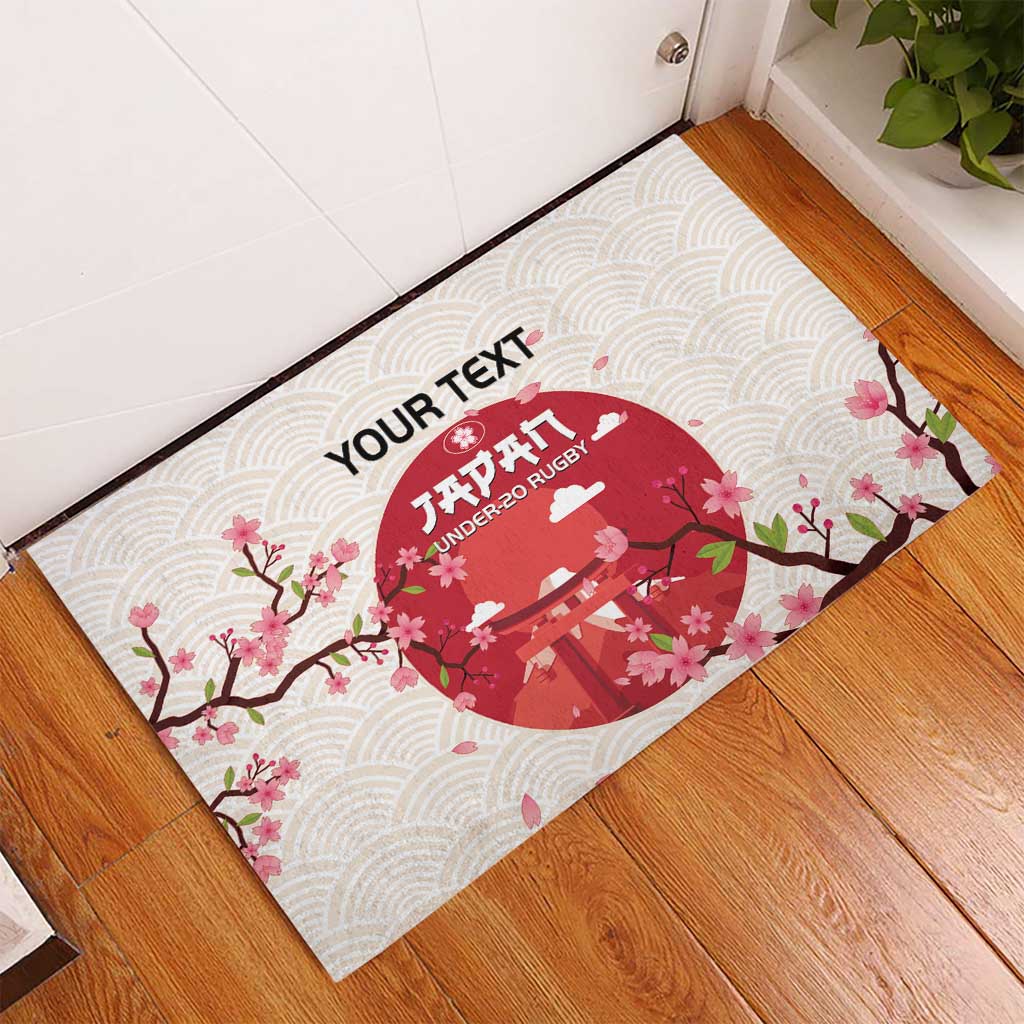 Custom Japan Rugby Rubber Doormat 2024 Go Champions Cherry Blossoms - Wonder Print Shop