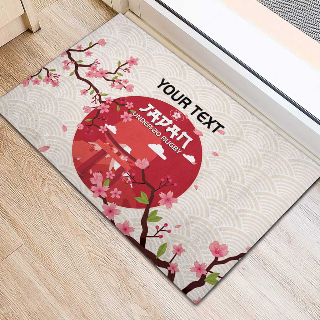 Custom Japan Rugby Rubber Doormat 2024 Go Champions Cherry Blossoms - Wonder Print Shop