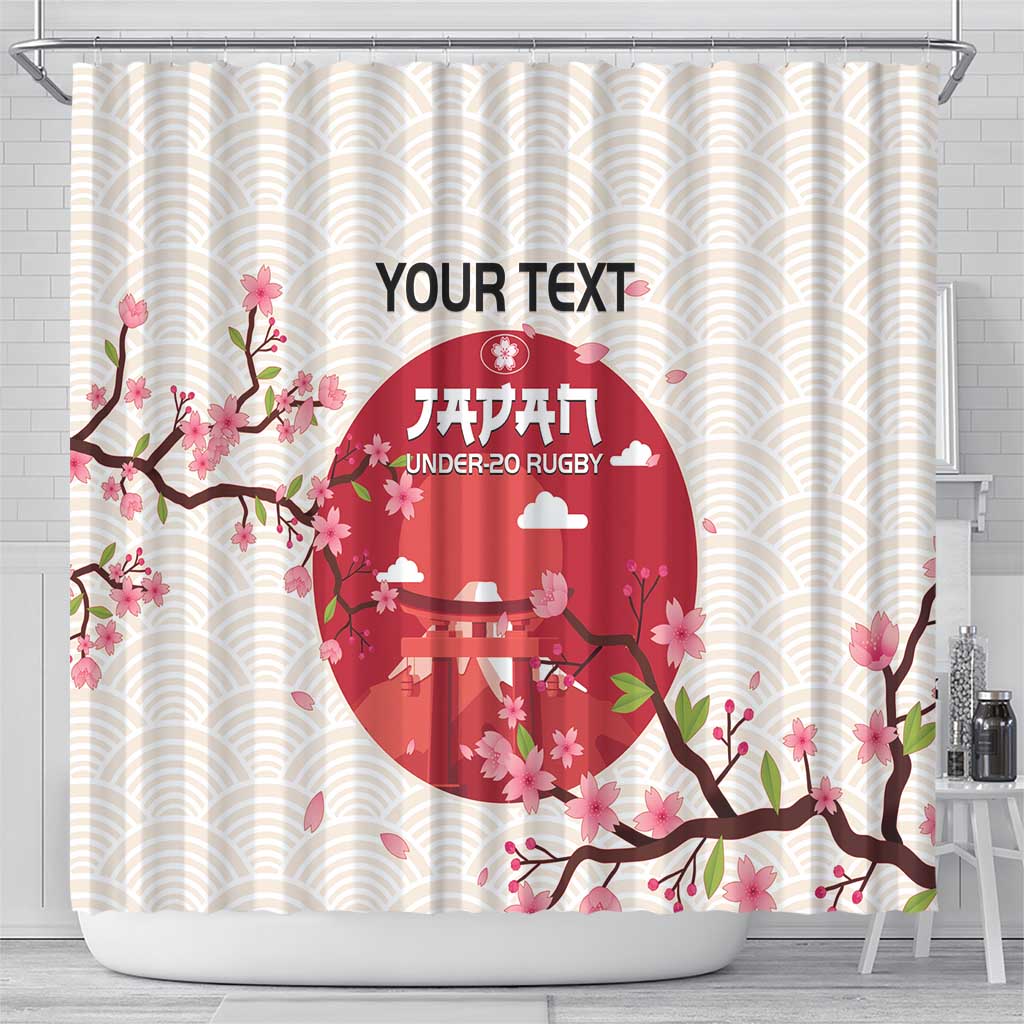 Custom Japan Rugby Shower Curtain 2024 Go Champions Cherry Blossoms