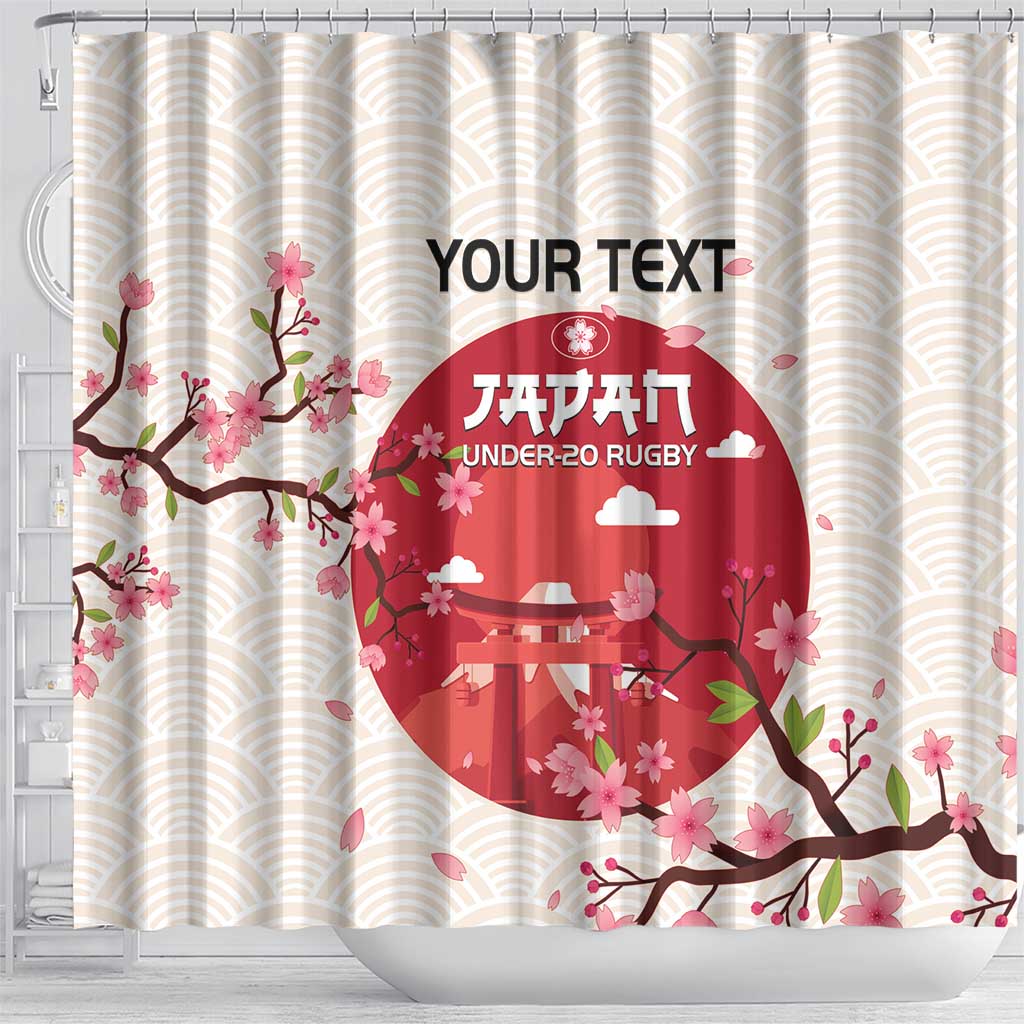 Custom Japan Rugby Shower Curtain 2024 Go Champions Cherry Blossoms