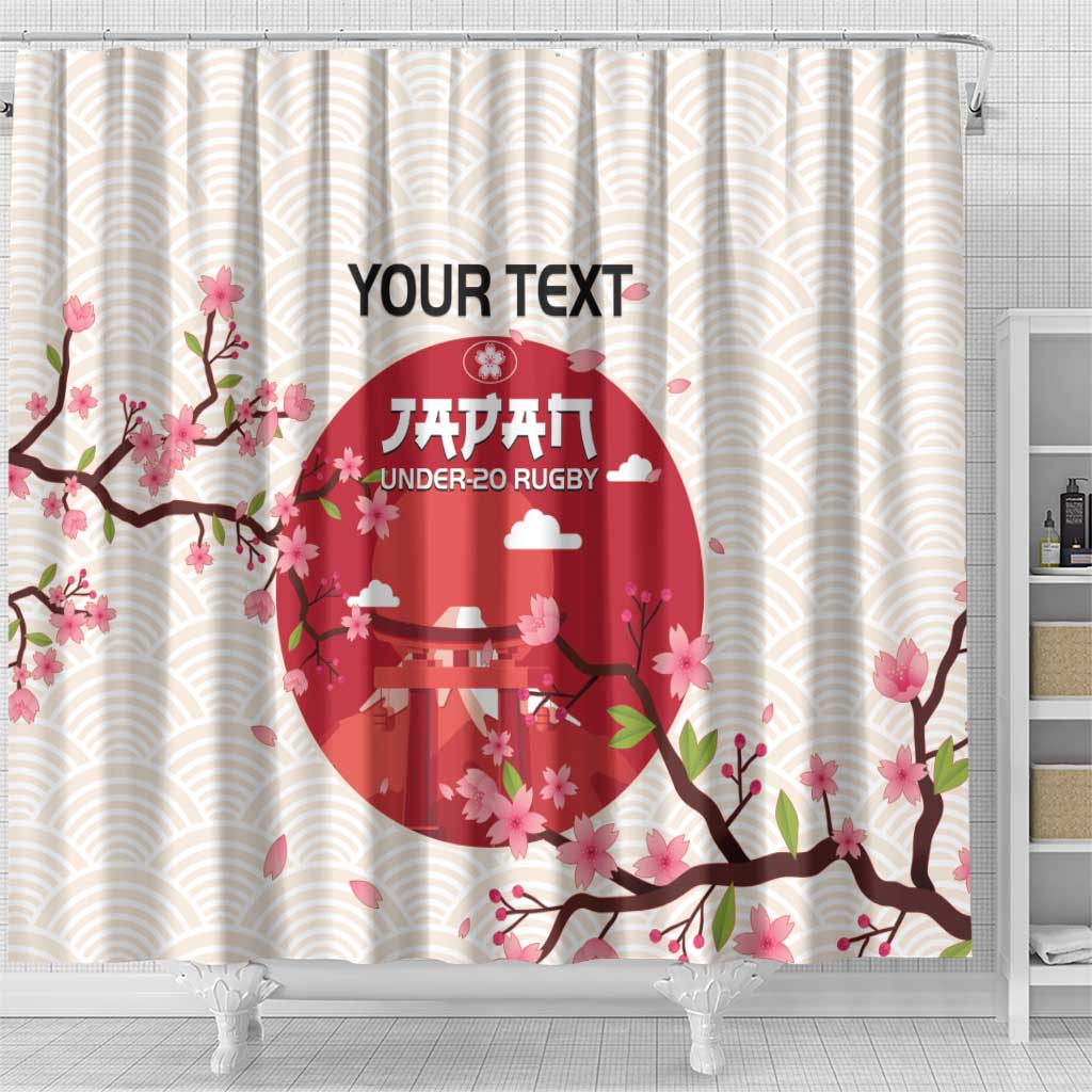 Custom Japan Rugby Shower Curtain 2024 Go Champions Cherry Blossoms