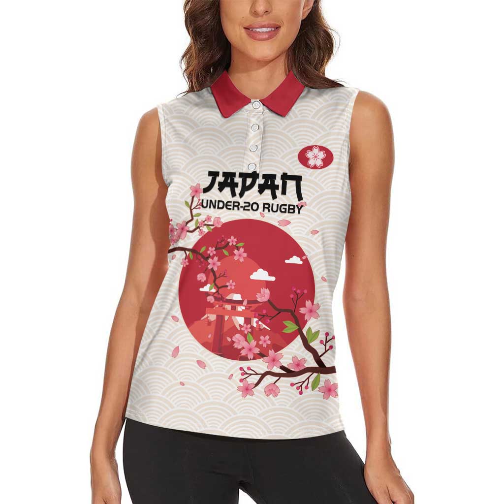 Custom Japan Rugby Women Sleeveless Polo Shirt 2024 Go Champions Cherry Blossoms - Wonder Print Shop