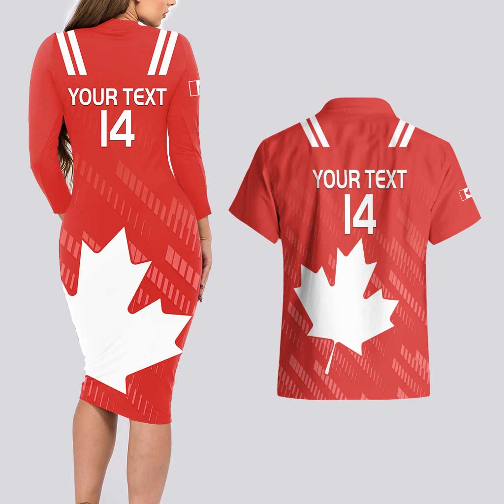 Custom Canada Rugby Couples Matching Long Sleeve Bodycon Dress and Hawaiian Shirt 2024 Go Champions Maple Leaf - Wonder Print Shop