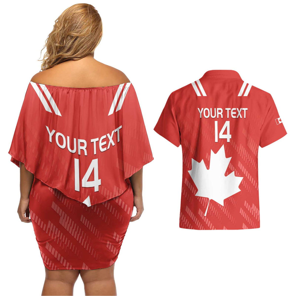 Custom Canada Rugby Couples Matching Off Shoulder Short Dress and Hawaiian Shirt 2024 Go Champions Maple Leaf - Wonder Print Shop