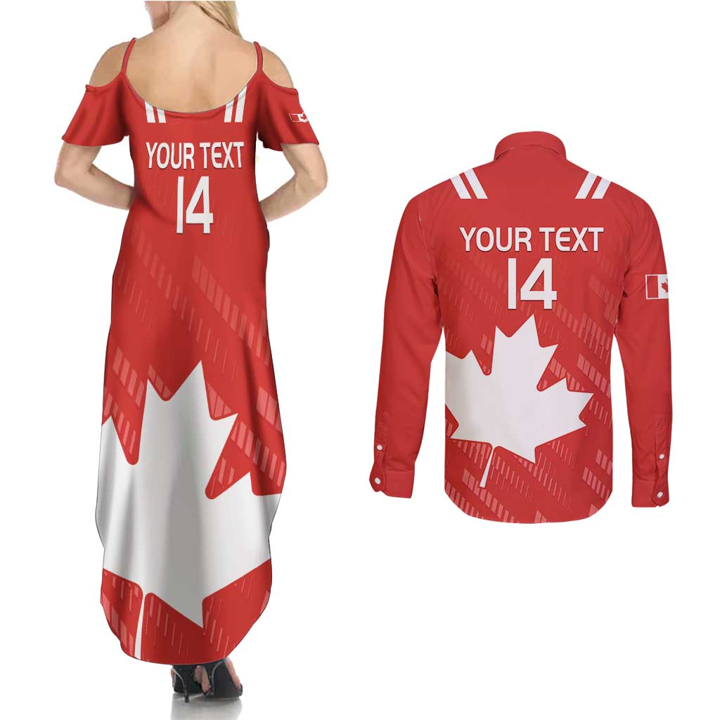 Custom Canada Rugby Couples Matching Summer Maxi Dress and Long Sleeve Button Shirt 2024 Go Champions Maple Leaf - Wonder Print Shop