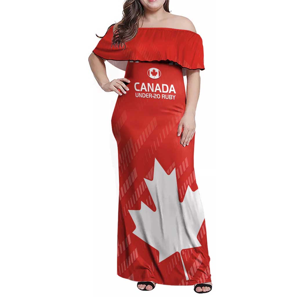 Custom Canada Rugby Family Matching Off Shoulder Maxi Dress and Hawaiian Shirt 2024 Go Champions Maple Leaf - Wonder Print Shop