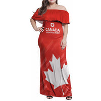 Custom Canada Rugby Family Matching Off Shoulder Maxi Dress and Hawaiian Shirt 2024 Go Champions Maple Leaf - Wonder Print Shop