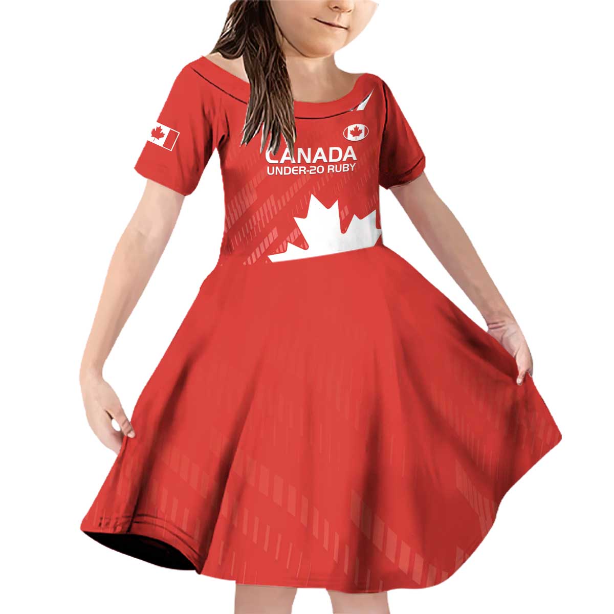 Custom Canada Rugby Family Matching Off Shoulder Short Dress and Hawaiian Shirt 2024 Go Champions Maple Leaf - Wonder Print Shop