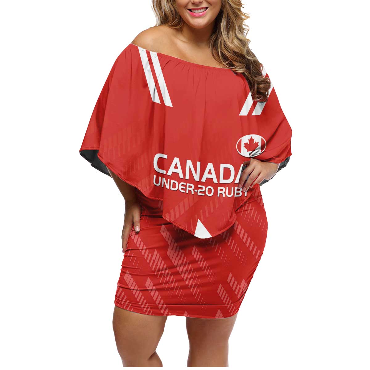 Custom Canada Rugby Family Matching Off Shoulder Short Dress and Hawaiian Shirt 2024 Go Champions Maple Leaf - Wonder Print Shop