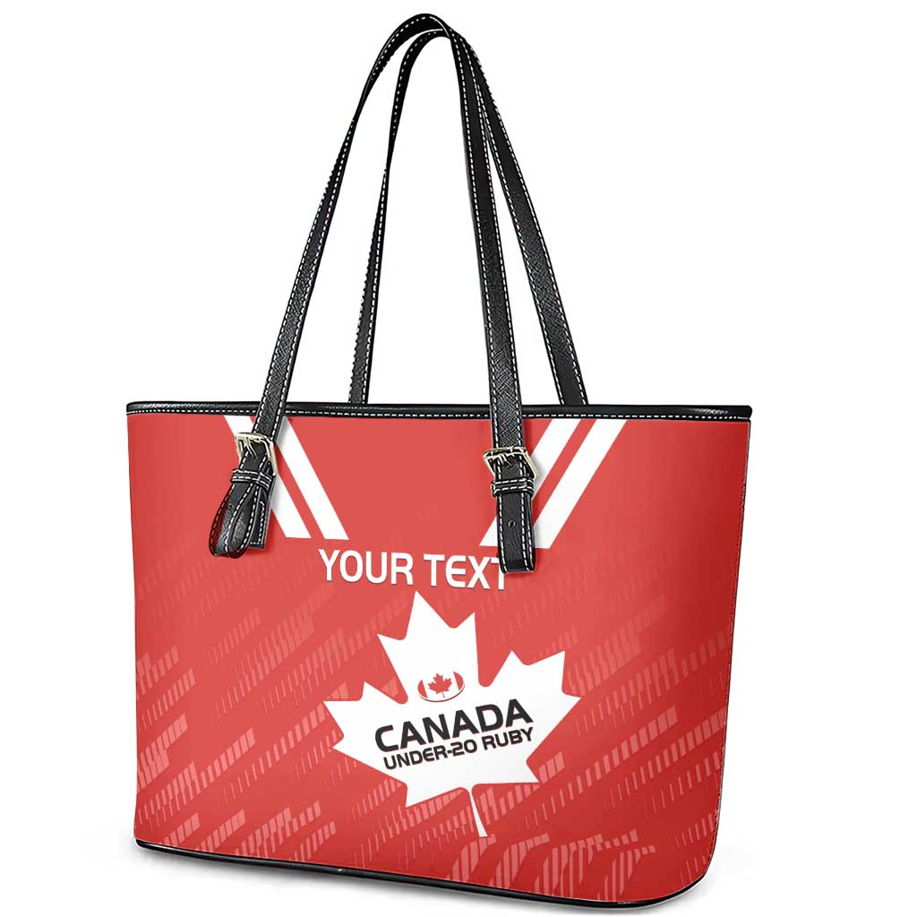Custom Canada Rugby Leather Tote Bag 2024 Go Champions Maple Leaf - Wonder Print Shop
