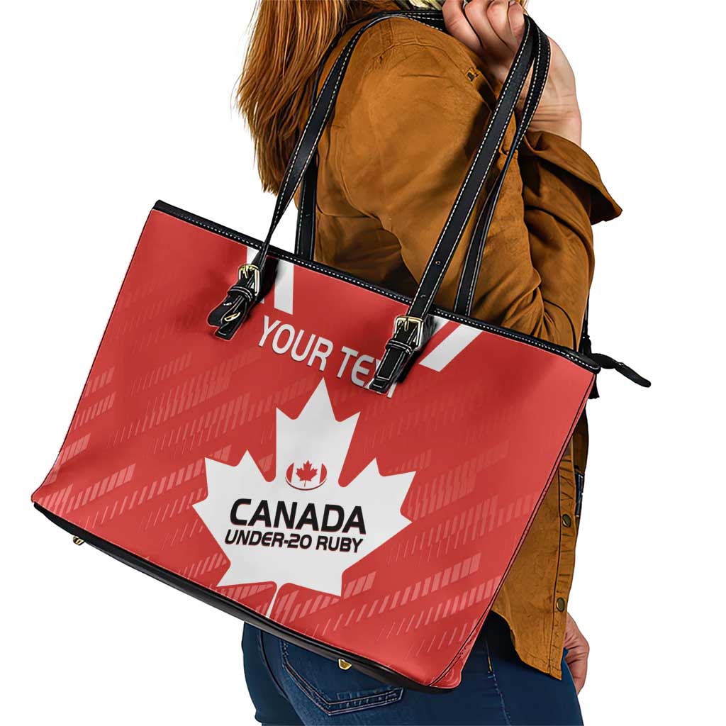 Custom Canada Rugby Leather Tote Bag 2024 Go Champions Maple Leaf - Wonder Print Shop