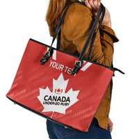 Custom Canada Rugby Leather Tote Bag 2024 Go Champions Maple Leaf - Wonder Print Shop