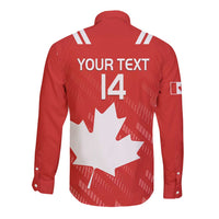 Custom Canada Rugby Long Sleeve Button Shirt 2024 Go Champions Maple Leaf - Wonder Print Shop