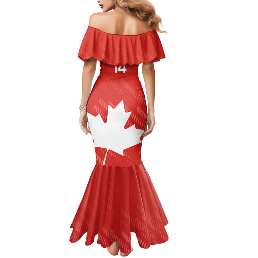 Custom Canada Rugby Mermaid Dress 2024 Go Champions Maple Leaf - Wonder Print Shop