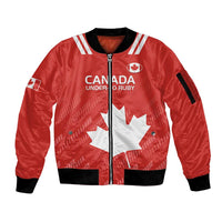 Custom Canada Rugby Sleeve Zip Bomber Jacket 2024 Go Champions Maple Leaf - Wonder Print Shop