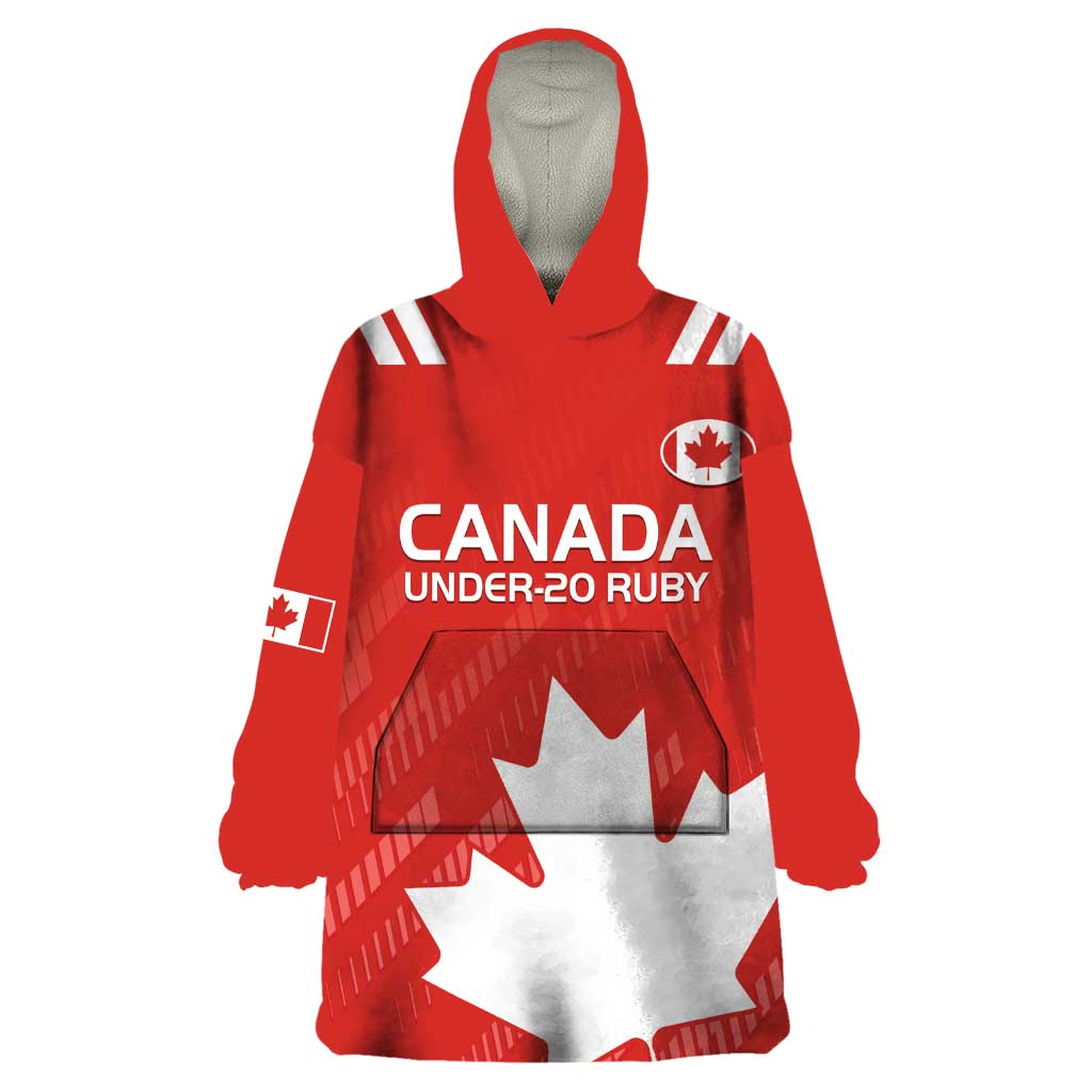 Custom Canada Rugby Wearable Blanket Hoodie 2024 Go Champions Maple Leaf - Wonder Print Shop