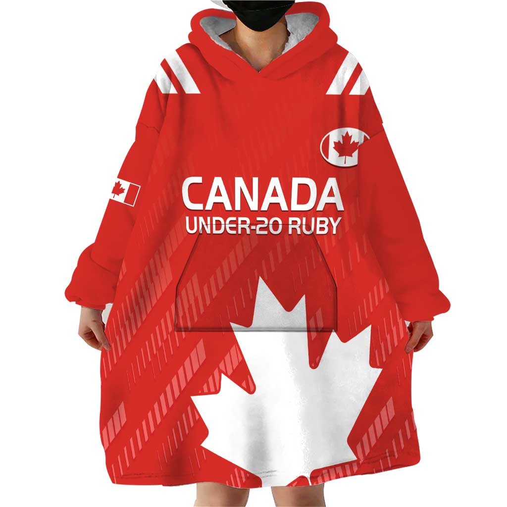 Custom Canada Rugby Wearable Blanket Hoodie 2024 Go Champions Maple Leaf - Wonder Print Shop