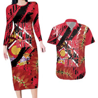 Trini To De Bone Couples Matching Long Sleeve Bodycon Dress and Hawaiian Shirt Proud To Be Trinidad and Tobago - Wonder Print Shop