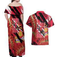 Trini To De Bone Couples Matching Off Shoulder Maxi Dress and Hawaiian Shirt Proud To Be Trinidad and Tobago - Wonder Print Shop
