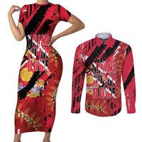 Trini To De Bone Couples Matching Short Sleeve Bodycon Dress and Long Sleeve Button Shirt Proud To Be Trinidad and Tobago - Wonder Print Shop