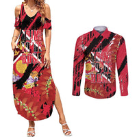 Trini To De Bone Couples Matching Summer Maxi Dress and Long Sleeve Button Shirt Proud To Be Trinidad and Tobago - Wonder Print Shop