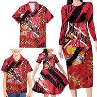 Trini To De Bone Family Matching Long Sleeve Bodycon Dress and Hawaiian Shirt Proud To Be Trinidad and Tobago - Wonder Print Shop