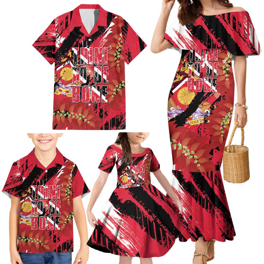 Trini To De Bone Family Matching Mermaid Dress and Hawaiian Shirt Proud To Be Trinidad and Tobago - Wonder Print Shop