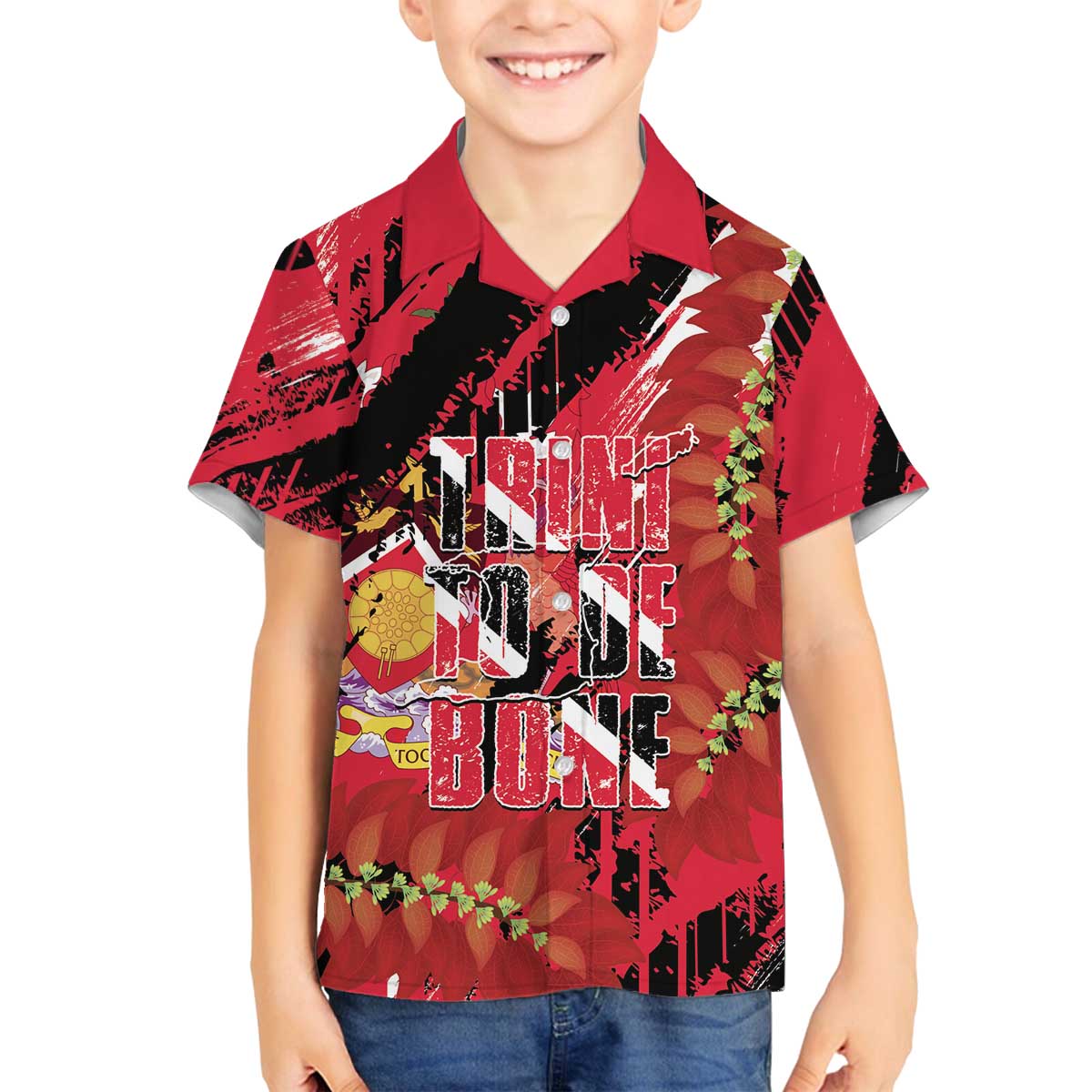 Trini To De Bone Family Matching Off The Shoulder Long Sleeve Dress and Hawaiian Shirt Proud To Be Trinidad and Tobago - Wonder Print Shop