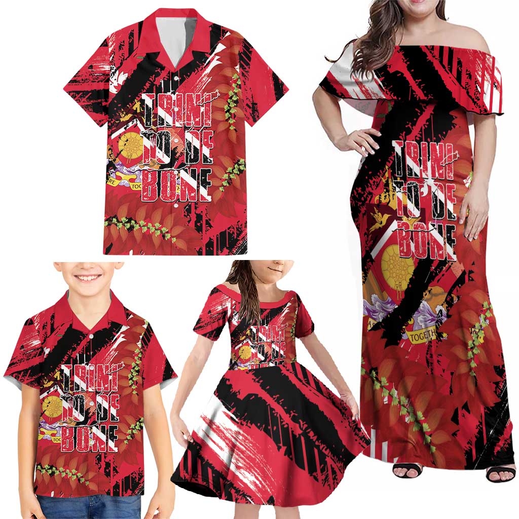Trini To De Bone Family Matching Off Shoulder Maxi Dress and Hawaiian Shirt Proud To Be Trinidad and Tobago - Wonder Print Shop