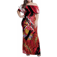 Trini To De Bone Family Matching Off Shoulder Maxi Dress and Hawaiian Shirt Proud To Be Trinidad and Tobago - Wonder Print Shop