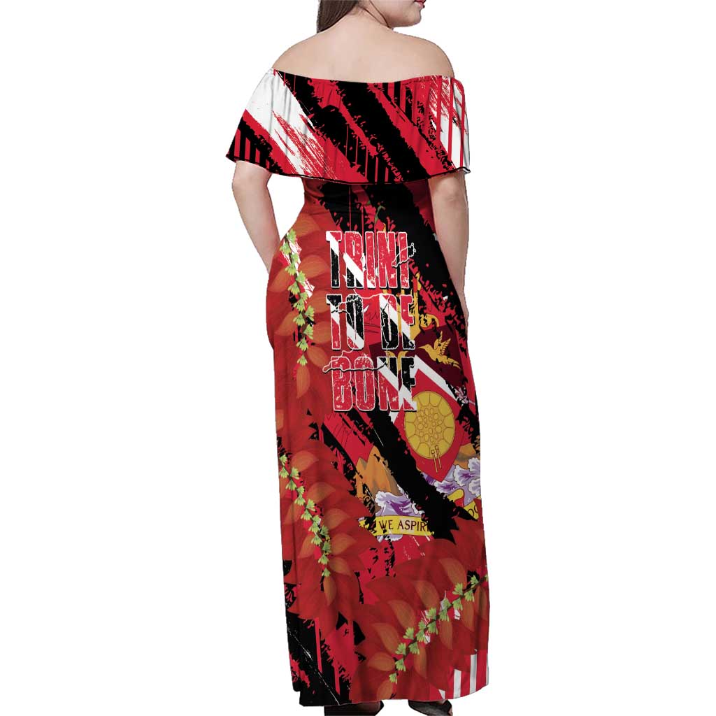 Trini To De Bone Family Matching Off Shoulder Maxi Dress and Hawaiian Shirt Proud To Be Trinidad and Tobago - Wonder Print Shop