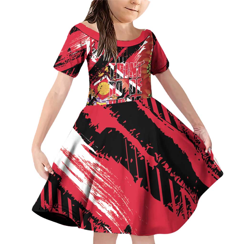 Trini To De Bone Family Matching Off Shoulder Short Dress and Hawaiian Shirt Proud To Be Trinidad and Tobago - Wonder Print Shop