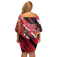 Trini To De Bone Family Matching Off Shoulder Short Dress and Hawaiian Shirt Proud To Be Trinidad and Tobago - Wonder Print Shop