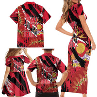 Trini To De Bone Family Matching Short Sleeve Bodycon Dress and Hawaiian Shirt Proud To Be Trinidad and Tobago - Wonder Print Shop