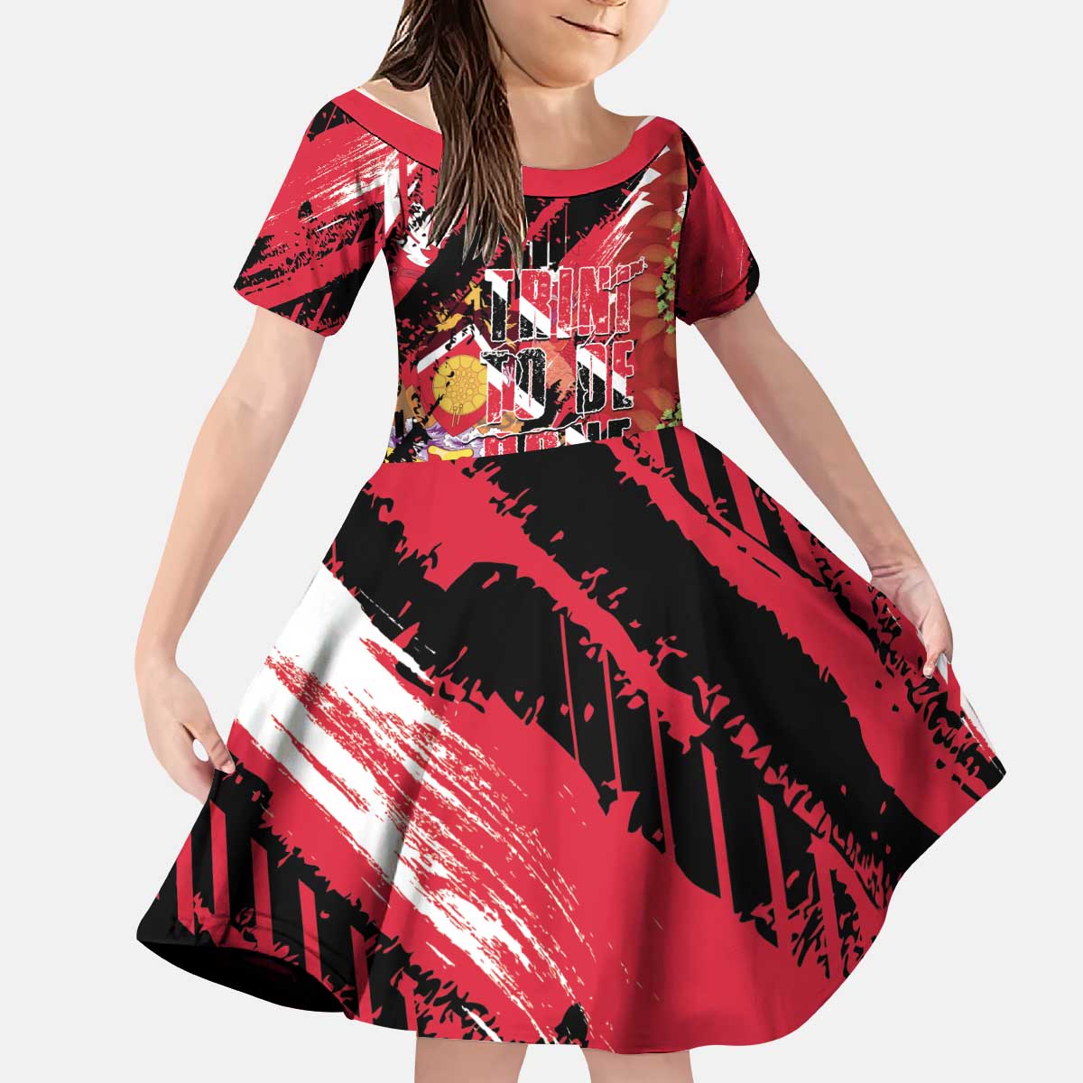 Trini To De Bone Kid Short Sleeve Dress Proud To Be Trinidad and Tobago - Wonder Print Shop