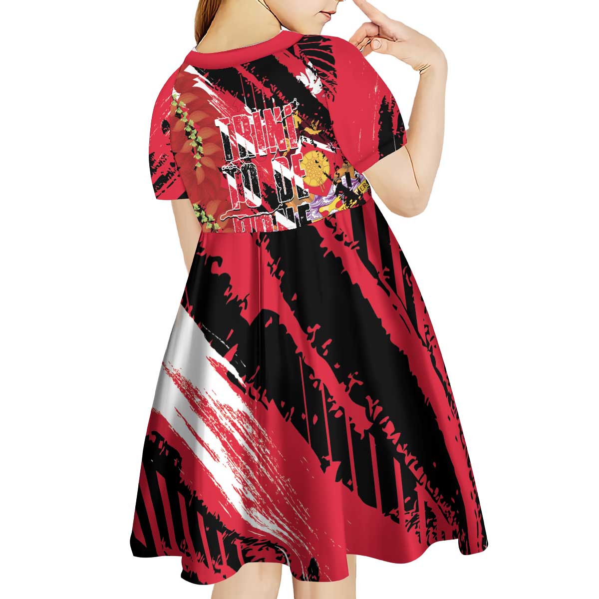 Trini To De Bone Kid Short Sleeve Dress Proud To Be Trinidad and Tobago - Wonder Print Shop