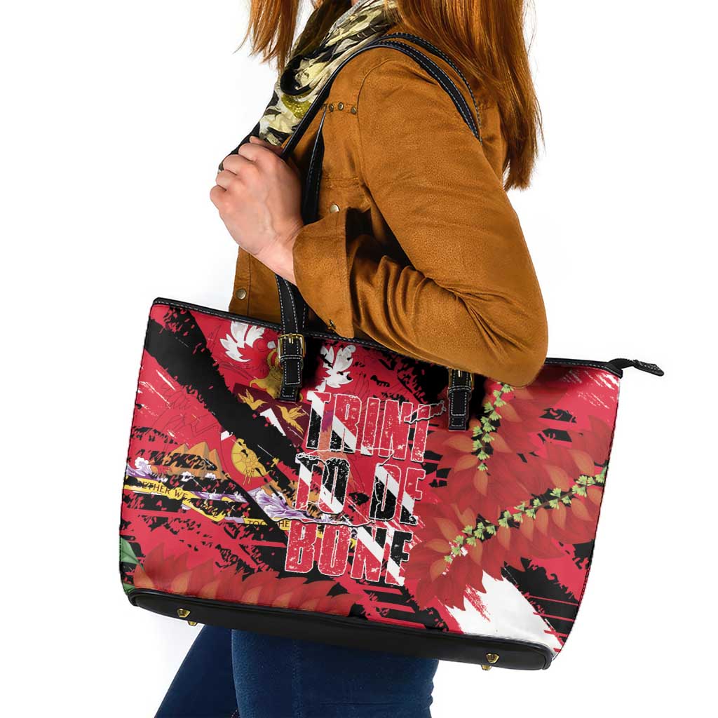 Trini To De Bone Leather Tote Bag Proud To Be Trinidad and Tobago - Wonder Print Shop