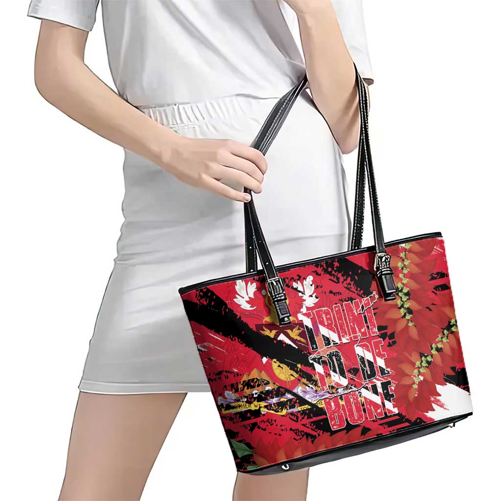 Trini To De Bone Leather Tote Bag Proud To Be Trinidad and Tobago - Wonder Print Shop