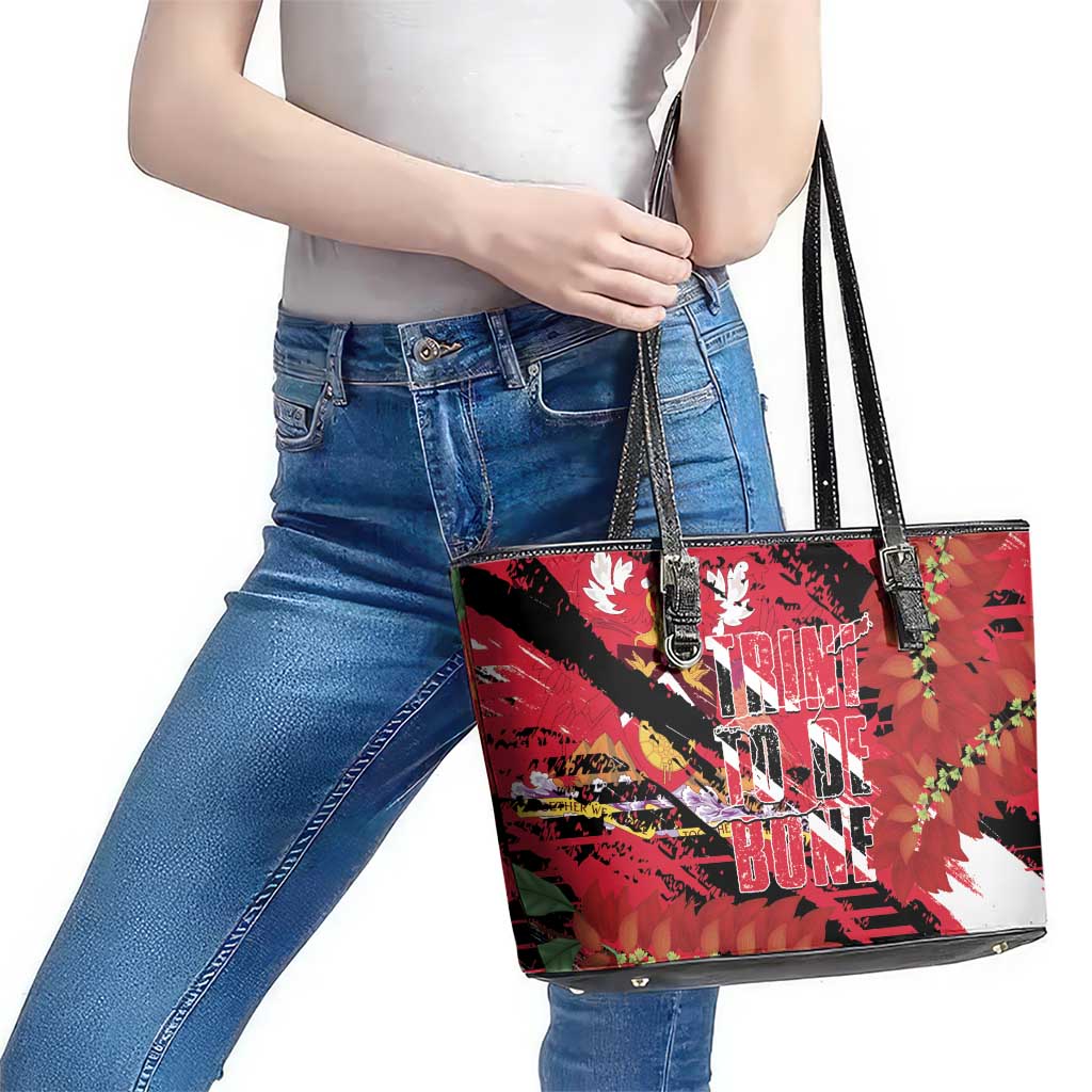 Trini To De Bone Leather Tote Bag Proud To Be Trinidad and Tobago - Wonder Print Shop