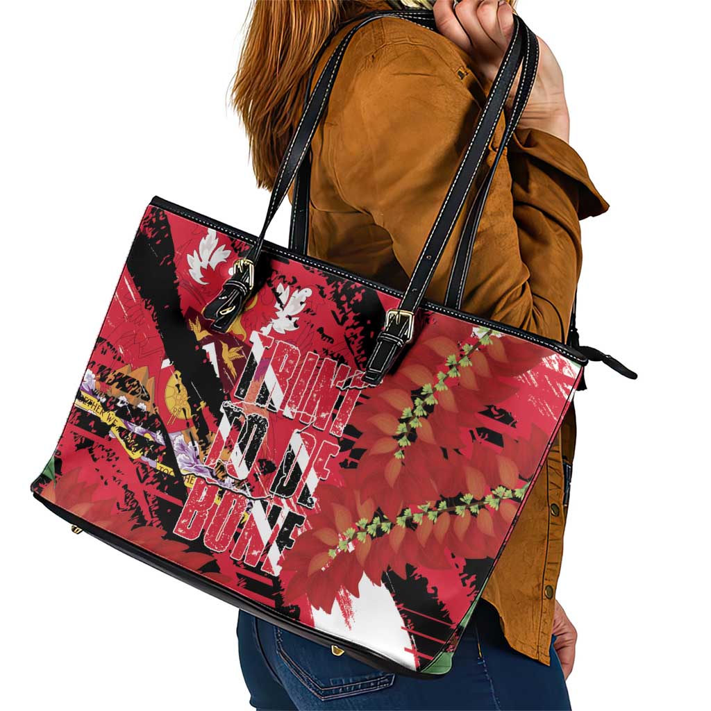 Trini To De Bone Leather Tote Bag Proud To Be Trinidad and Tobago - Wonder Print Shop
