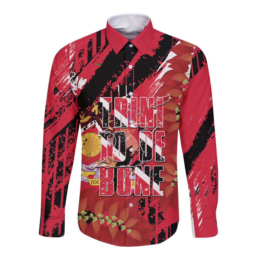 Trini To De Bone Long Sleeve Button Shirt Proud To Be Trinidad and Tobago - Wonder Print Shop